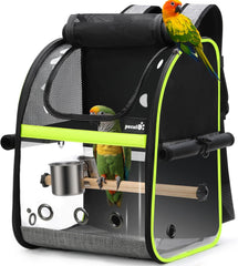 Pecute Breathable Bird Carrier, Outdoor Backpack with Adjustable Tripod, Lightweight and Portable Waterproof Parrot Travel Backpack, Wide View and Shading Cat & Dog Backpack for Hiking