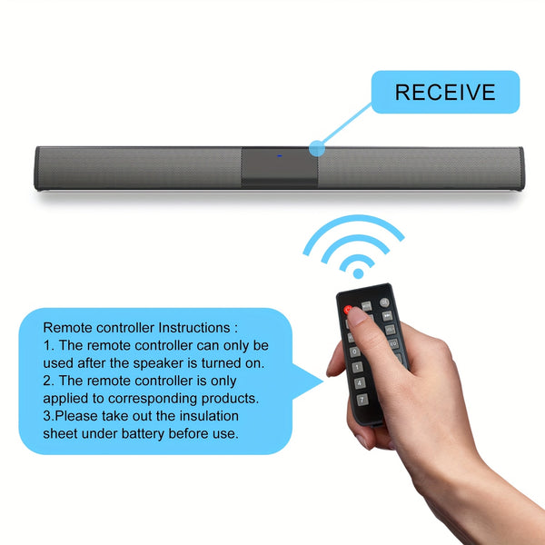 Multifunctional Soundbar Speaker System with 4 Built-in Subwoofers, Stereo Sound, AUX, TF, FM, Button Control, Passive Amplification, USB Charging, 36V Max, Infrared Wireless Technology for TV, Computer, Home Theater