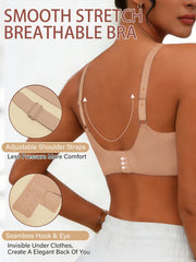 Full-Coverage Push-Up Bra - High Wire-Free Lift, Non-Detachable Padding, Soft T-Shirt Compatible Strap, Casual And Formal Elegant Lingerie, Hand Washable (No Underwire, One-Piece Design)