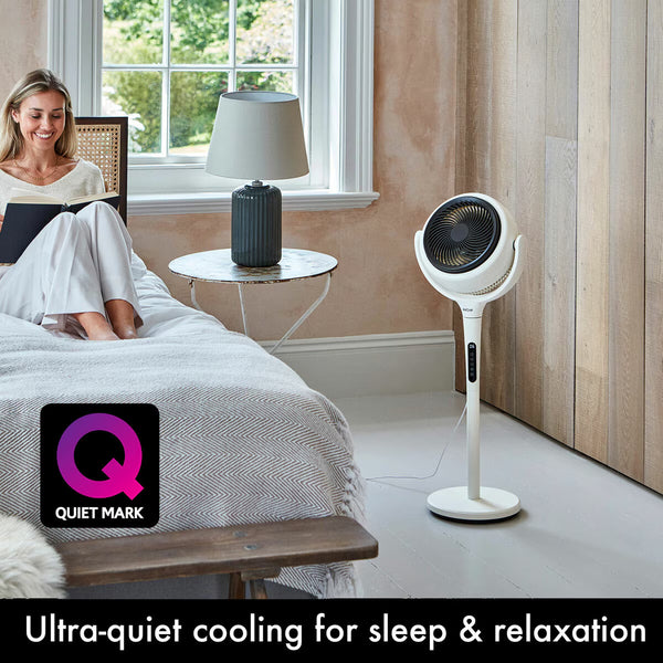 Aircraft LUME Ultra Quiet 2 in 1 Air Circulator Fan with Remote & LED Backlight in Stone White