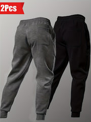 Two-Piece Set Autumn/Winter -Lined Thickened Men's Casual Sports Long Pants Outdoor Hiking Fitness Joggers American Training Basketball Sweatpants