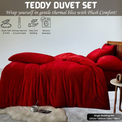 Teddy Bear Fleece Duvet Cover Set | Single Double King Size Bedding | Super Soft Plush Quilt Cover with Pillowcases | Warm Cosy Thermal Fluffy Set for Cold Nights | Easy Care & Durable Comfort | Luxury Teddy Fleece Bed Cover for Bedroom Warmth & Style | F