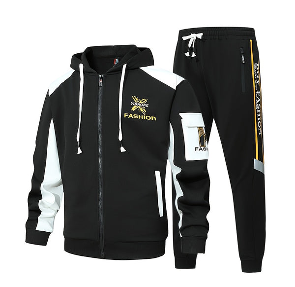 Men's Casual Hooded Sweatshirt Sportswear Set, Tracksuit