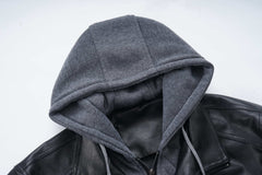 Men's Casual 2in 1 Jacket, Chic Bomber Jacket Biker Jacket with Zipper Pockets
