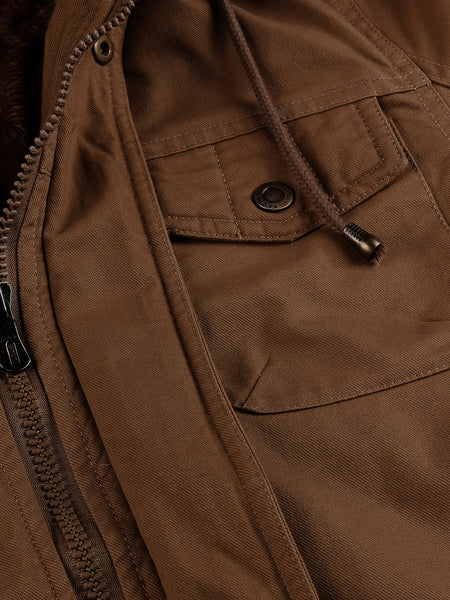 A Durable And Warm Medium to Long Men'S Winter Jacket, Suitable for Casual Work, Featuring Multiple Pockets, a Zipper, And a Hood for Outdoor Wind