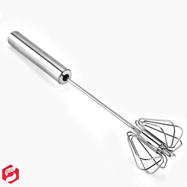 SUL Egg Whisk, Hand Push Whisk Blender, Egg Beater, Milk Frother, Rotating Push Mixer Stirrer for Whisking, Beating, Stirring