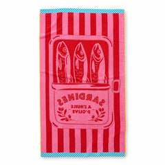 Oversized 100% Cotton Pink Sardine Beach Towel