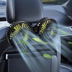 Car Fan, Car Small Air Conditioner, Double-Head Rear USB Interface Electronic Fan, Strong Wind, 360-Degree Rotation, USB Gadget, Computer Additions, Car And Home Dual Use, USB Fan Compatible with Laptops