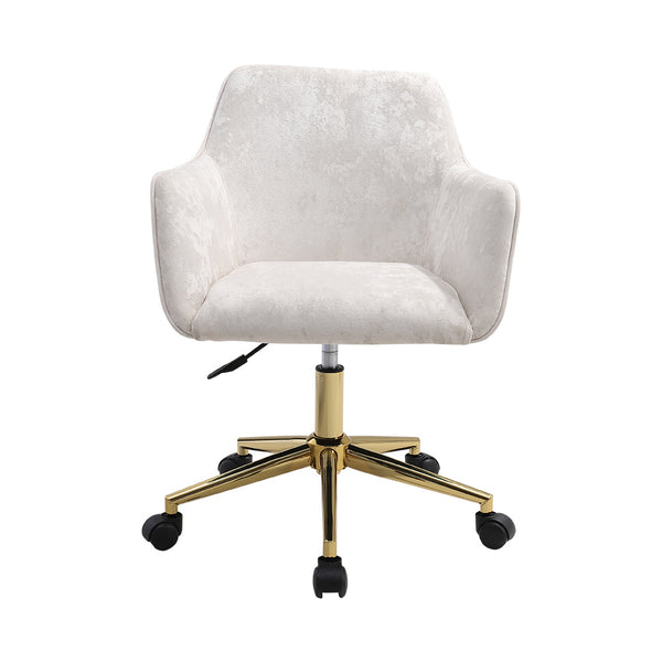 Velvet Office Swivel Chair, Vanity Chair, Pretty Fancy Desk Chair, Office Chair for Girls, 360° Swivel Height Adjustable Reception Chair Gold Base
