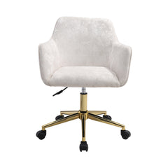 Velvet Office Swivel Chair, Vanity Chair, Pretty Fancy Desk Chair, Office Chair for Girls, 360° Swivel Height Adjustable Reception Chair Gold Base