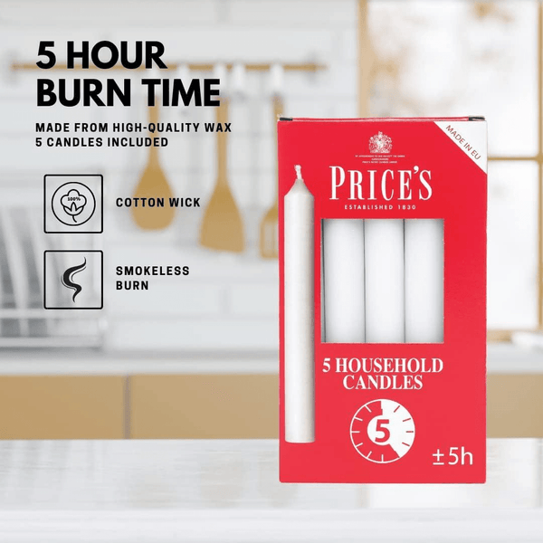 3 x Price'S Household Candles 5 Pack - 5 Hour Burn Time