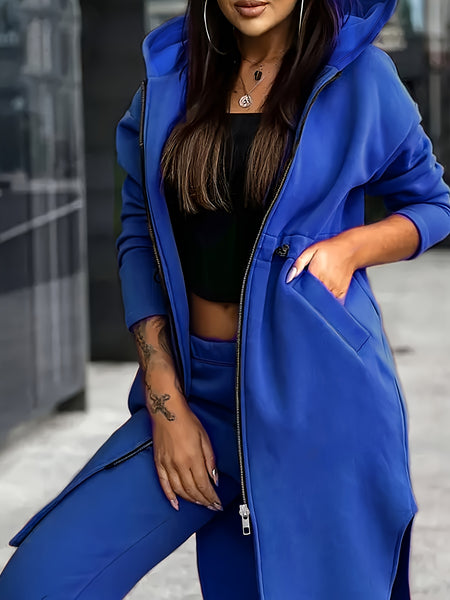 Fashion Women'S Solid Color Sweatshirt Set, Directional Style