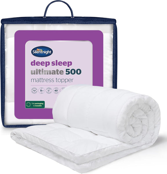 Silentnight Deep Sleep Mattress Topper Single Bed - Soft Supportive Comfortable Durable Bed Topper with Easy Fit Elasticated Straps - Hypoallergenic and Machine Washable - Single - 190X90Cm
