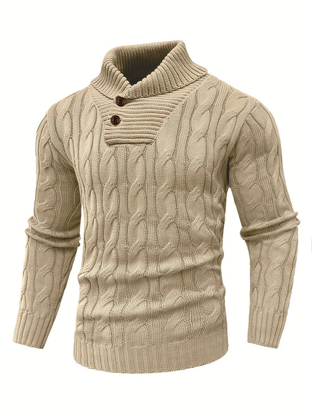 Men's Mature Business Sweater - New Autumn/Winter Lapel Ribbed Knitwear, Fashionable Solid Color Pullover, Suitable for Layering and Wearing Over Clothes