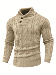 Men's Mature Business Sweater - New Autumn/Winter Lapel Ribbed Knitwear, Fashionable Solid Color Pullover, Suitable for Layering and Wearing Over Clothes