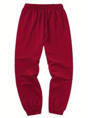 Three-pc Men's Solid Color Plain Elastic Waistband Drawstring Ribbed Cuffed Casual Jogger Pants, Men's Dress Administrative Trousers