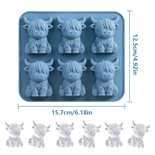 1/2pcs Mini Highland Cow Ice Cube Mold – Cute 3D Ice Cubes, Suitable for Drinks, Parties, and Gifts - Mini Highland Cow Ice Cube Mold