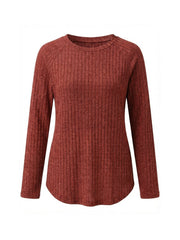 Ladies' Basic Long-Sleeve Sweater, Loose-Fit Top with Elegant Crew Neck.