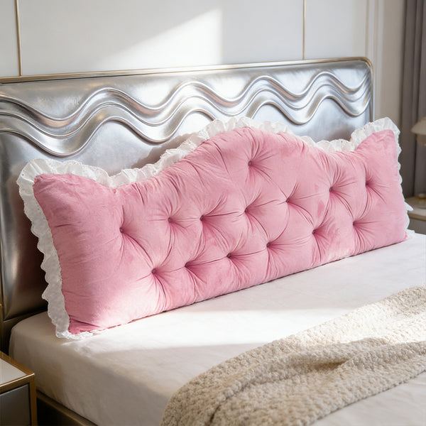 Large Ultra-Soft Comfortable Plush Backrest Pillow, Princess Style Reading Cushion, Neck and Back Support, Luxurious Fashionable Home Style Multifunctional Lace Ruffled Headboard Cushions, Suitable for Bedroom, Living Room, Dorm, Sofa Home Decor, Machine