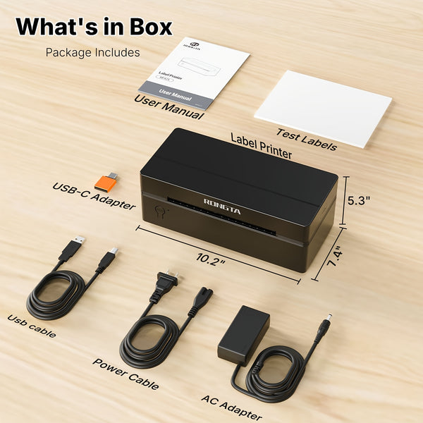 Rongta RP425 4x6 Thermal Shipping Label Printer, Wireless Desktop Printer For Mailing & Packages, Compatible With IPhone & Android & Window, Perfect For Small Business & Home Office, Rongta