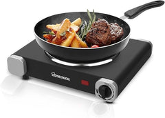 Portable Electric Hot Plate Single Hob, 1500W, Temperature Control, Ring Tabletop Stove for Cooking, Warming, Boiling, Frying – Ideal for Home & Caravan – Black