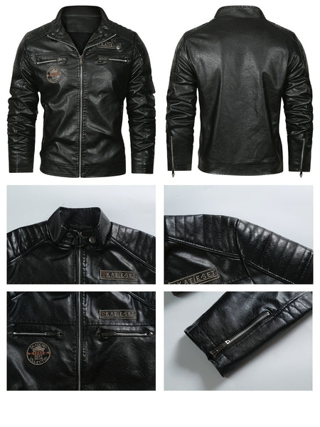 Autumn And Winter Small Collar Jacket Male Korean Version Slim Jacket New Trend Motorcycle Jacket Male Bomber Jacket Jacket for Men