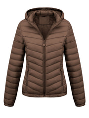 Women's Autumn/Winter Fashion Simple Versatile Lightweight Commuter Hooded Padded Coat with Pockets