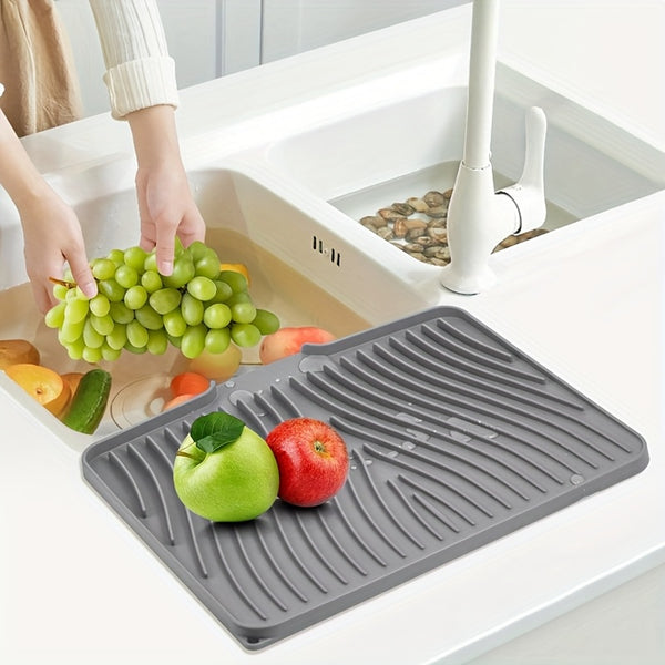 Silicone Kitchen Sink Drying Mat Rectangle Non Slip Worktop Saver Dish Drainer