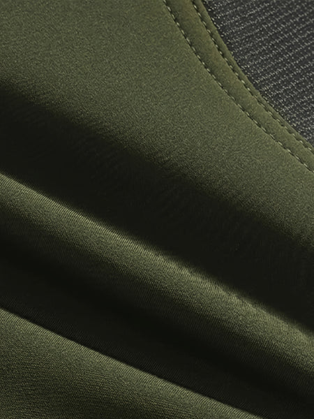 Men's Warm Cargo Pants with Zippered Pockets - Olive Green, Black, and Yellow Accents, Ideal for Winter Outdoor Activities and Casual Wear with Belt