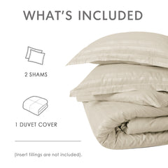 Premium Hotel Quality Satin Stripe Duvet Cover Set Double with Pillowcases | Reversible Soft Quilt Bedding | Easy Care Breathable Luxury Quilt Cover