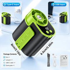 Neck And Waist Portable Fan With USB Charging Design And Strong Airflow For Camping Travel Fishing And Outdoor Enthusiasts