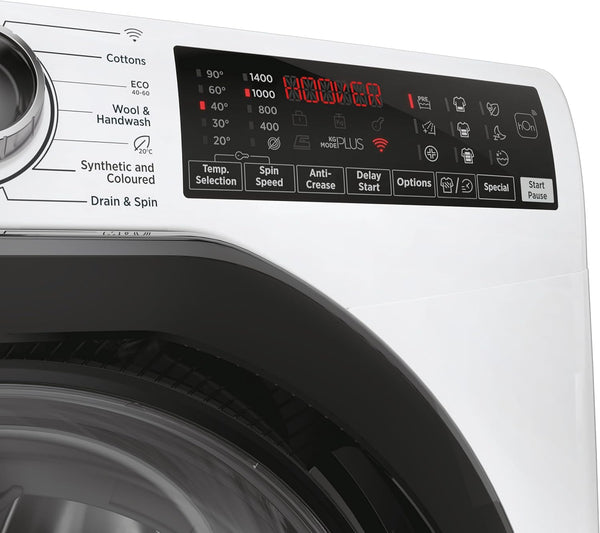 Hoover H-WASH 350 9Kg Freestanding Washing Machine, 1400 RPM, a Rated, Eco-Power Inverter Motor, Hon App, 60 Programmes, Eco Doser, Power Care System, White, 60X53X85 Cm - H3WPS496TAMB6-80