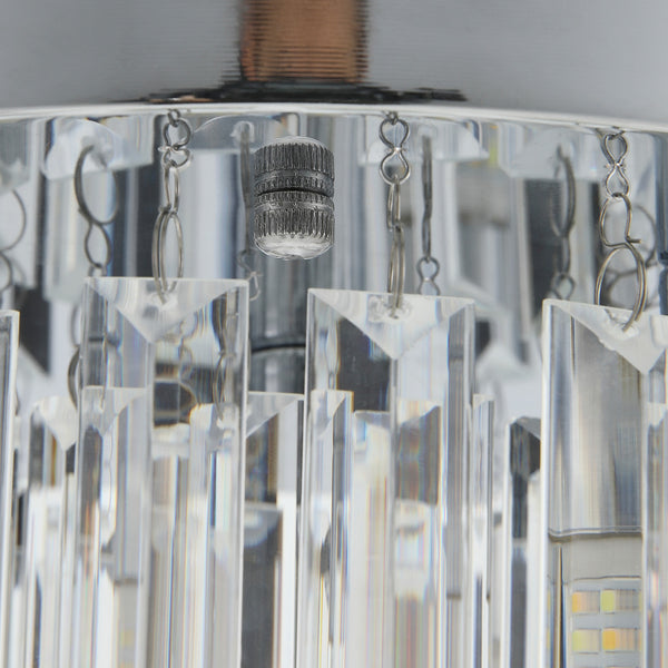 Modern Crystal Ceiling Lamp, Hanging Chandelier with Chrome Plated Iron Chassis, 4×G9 Bulbs, 30×30×14cm for Living Room, Bedroom, Dining Room & Corridor.