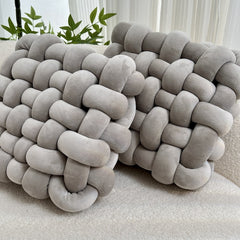 Set of 2 Twisted Knit Square Throw Pillow Cushion – Handmade Style Braided Texture Decorative Seat Pad for Dining Chair, Bench & Window Seat, Soft Polyester Fill, Plush Home Accent (30 x 33 x 12cm)