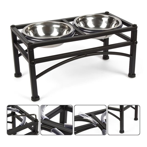 Elevated Double Dog Bowls Feeder with Stainless Steel Water and Food Dishes for Dogs, Pet Feeder, Food Bowl, Two