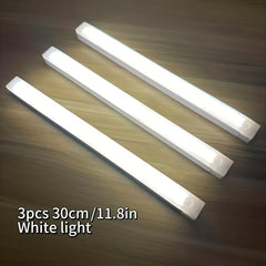3pcs Warm/White Light 20cm/30cm/50cm Motion Sensor LED Induction Light USB Charging, Magnetic Non Perforated Long Night Light, Suitable for Home and Office Use, Back to School Gift