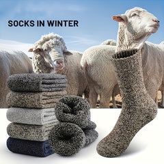 Men's Thick Warm Socks, 5 Pairs, Daily Solid Color Knee-High Winter Men’s Socks, Thermal Insulated Cold Weather Boot Socks, Classic Soft Material Hand-Wash Only for Shoes and Fashion