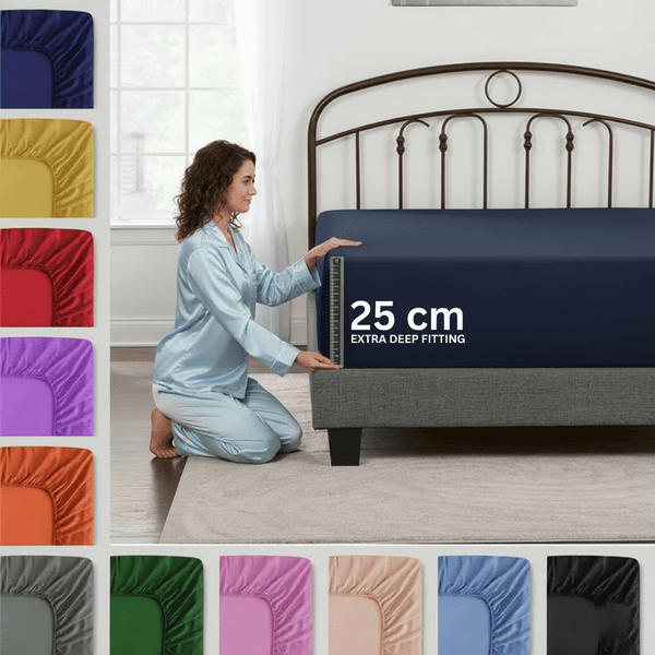 Microfiber Fitted Sheet Bed Sheet Hotel Quality Bedding Ultra Soft & Breathable Brushed Microfiber 25cm Deep Pocket Fitted Sheet