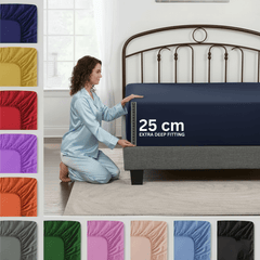 Microfiber Fitted Sheet Bed Sheet Hotel Quality Bedding Ultra Soft & Breathable Brushed Microfiber 25cm Deep Pocket Fitted Sheet