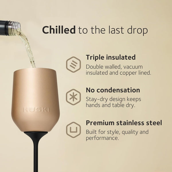 Huski Wine Tumbler 2.0 | New | Award-Winning Design with Detachable Stem | Premium Stainless Steel Wine Glass with Lid | Triple Insulated Tumbler | 355Ml Capacity | Great Gift (Powder Pink)