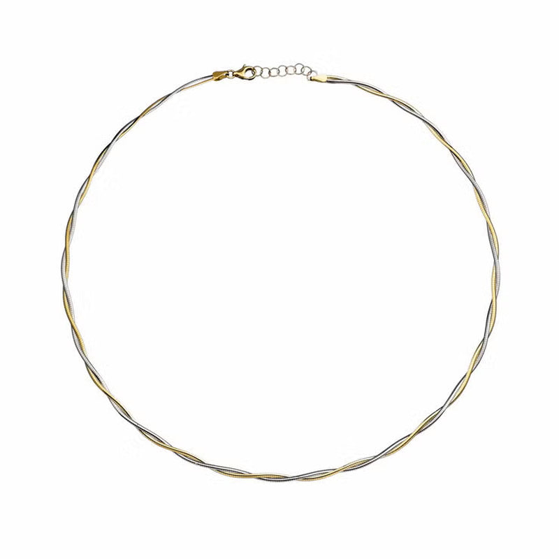14Ct Yellow & White Gold Two Tone Twisted Necklace