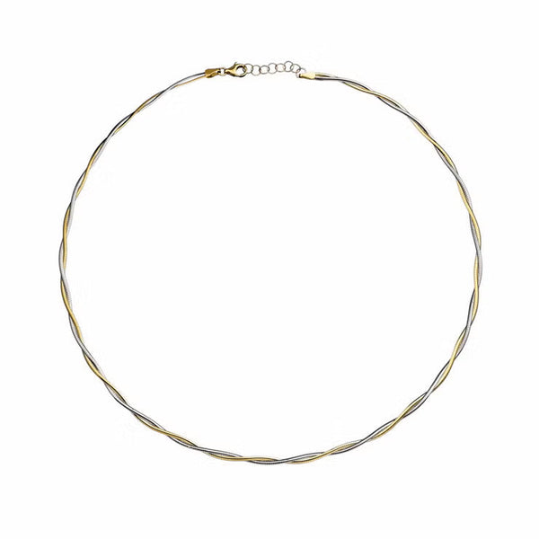 14Ct Yellow & White Gold Two Tone Twisted Necklace
