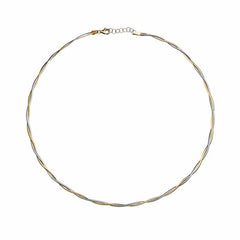 14Ct Yellow & White Gold Two Tone Twisted Necklace
