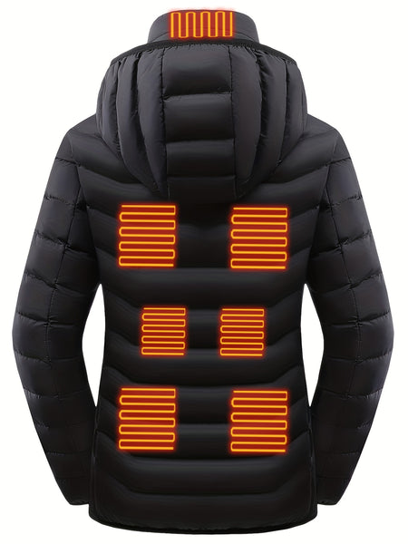 Women's Heated Jacket, Long Sleeved Clothing, USB Electric Heated Jacket with 3 Levels, and 9 Zones, Suitable for Outdoor Camping, Hiking, and Skiing. Warm Clothing (excluding Battery Pack)
