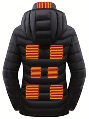 Women's Heated Jacket, Long Sleeved Clothing, USB Electric Heated Jacket with 3 Levels, and 9 Zones, Suitable for Outdoor Camping, Hiking, and Skiing. Warm Clothing (excluding Battery Pack)