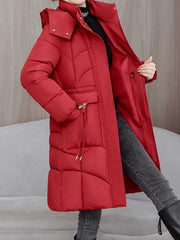 Women's Winter Coat - Thickened Warm Mid-Length Jacket with Front Zipper Closure, Waist-Hugging Fit, Side Pockets - Elegant Cold Weather Outerwear for Everyday & Formal Events - Ladies Winter Coats, Durable Warmth