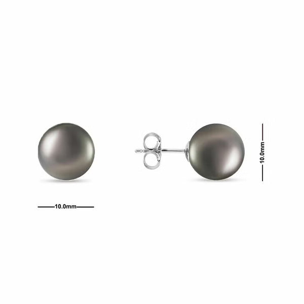 10-10.5Mm Tahitian Pearl Earrings, 14Ct White Gold