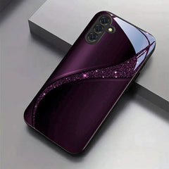 Phone Case: Phone Case - Purple Glitter Curve Texture New Black Phone Case Tempered Glass for iPhone 17 Air/ 16/ 15/ 14/ 13/ 12/ 11/ Plus/ Pro/ Pro Max and Galaxy S, A Series/ S22/ S23/ S24 FE/ S25/ S26 ULTRA PLUS.It Is the First Choice of Gift