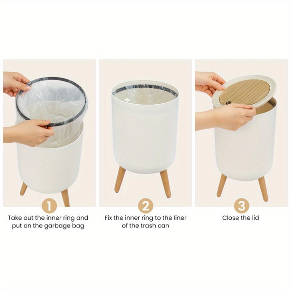 360x220mm 9L Trash Bin Bathroom Bins Garbage Bin with Press top Lid Nordic Modern Waste Bin Modern Waste Bin with Legs for Kitchen Bathroom Bedroom Office Outdoor Dog Proof