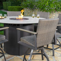 Sunvilla Dover 7 Piece Wicker High Dining Fire Set + Cover